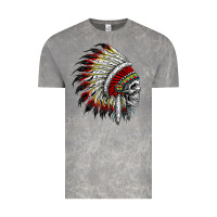 Native American Indian Chief Skull Motorcycle Headdress  T Shirt Vintage Tee | Teevron