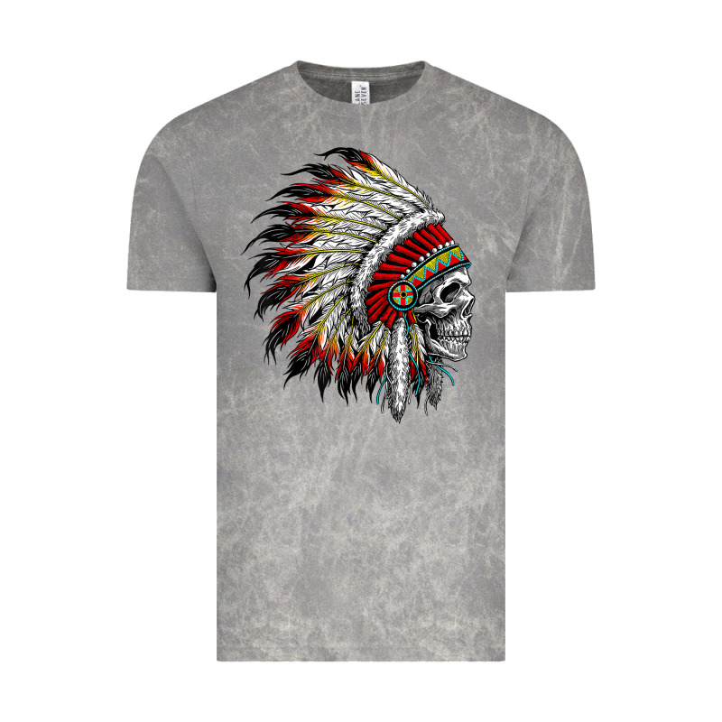 Native American Indian Chief Skull Motorcycle Headdress  T Shirt Vintage Tee by linhVisuals | Teevron