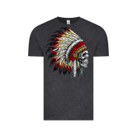 Vintage Black native american indian chief skull motorcycle headdress  t shirt Vintage Tee - linhVisuals