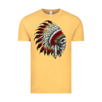 Vintage Mustard native american indian chief skull motorcycle headdress  t shirt Vintage Tee - linhVisuals