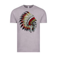 Vintage Zinc native american indian chief skull motorcycle headdress  t shirt Vintage Tee - linhVisuals