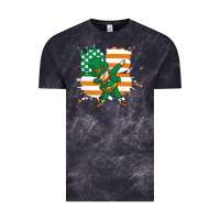 Cloud Black dabbing leprechaun irish american flag Vintage Tee - linhVisuals
