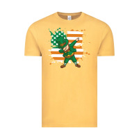 Vintage Mustard dabbing leprechaun irish american flag Vintage Tee - linhVisuals