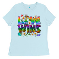 Baby Blue Pride LGBTQ+ Love Wins Ladies Tee - BundleAndBundleShop
