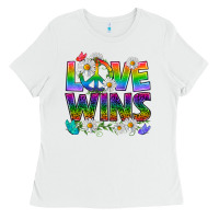 White Pride LGBTQ+ Love Wins Ladies Tee - BundleAndBundleShop