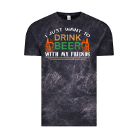 Cloud Black i just want to drink with my friends Vintage Tee - linhVisuals