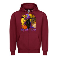 Burgundy spooky babe black witch cat Zipper Hoodie - BundleAndBundleShop