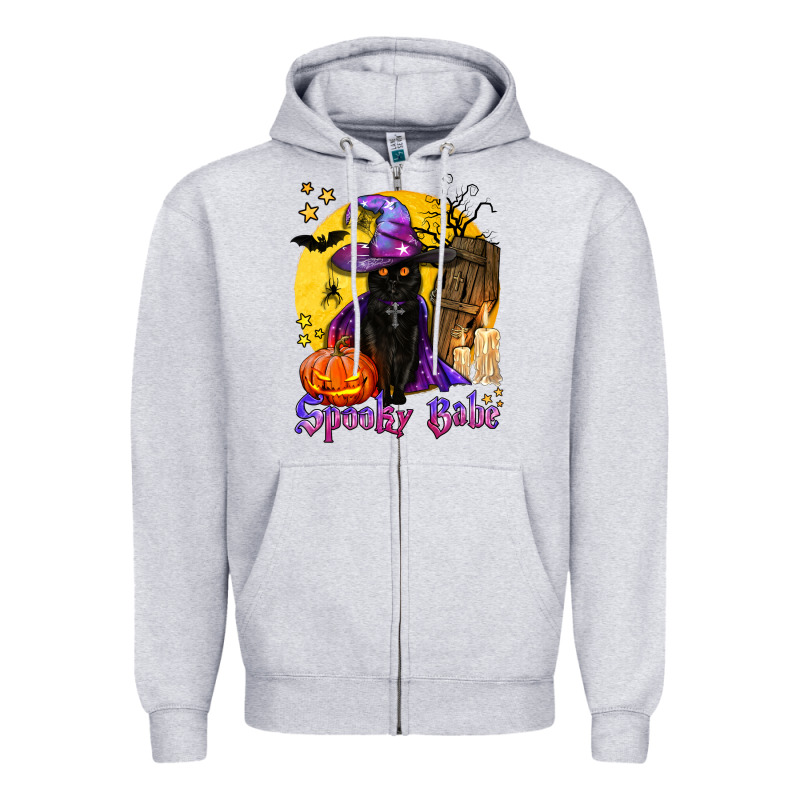 Spooky Babe Black Witch Cat Zipper Hoodie by BundleAndBundleShop | Teevron
