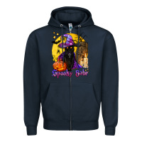Navy spooky babe black witch cat Zipper Hoodie - BundleAndBundleShop