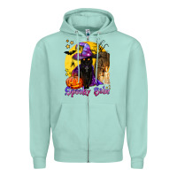 Seafoam spooky babe black witch cat Zipper Hoodie - BundleAndBundleShop
