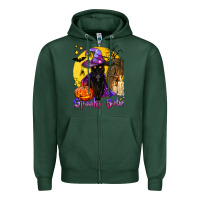 Sports Green spooky babe black witch cat Zipper Hoodie - BundleAndBundleShop