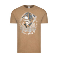 Vintage Coffee santa muerte female deity mexican satanic dead sugar skull tank top Vintage Tee - linhVisuals