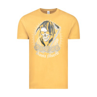 Vintage Mustard santa muerte female deity mexican satanic dead sugar skull tank top Vintage Tee - linhVisuals
