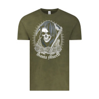 Vintage Olive santa muerte female deity mexican satanic dead sugar skull tank top Vintage Tee - linhVisuals