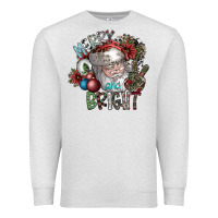Oatmeal Heather merry and bright Premium Sweatshirt - SublimationCraftShop