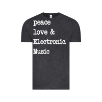 Vintage Black peace love & electronic music  edm techno t shirt Vintage Tee - linhVisuals