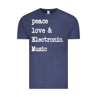 Vintage Denim peace love & electronic music  edm techno t shirt Vintage Tee - linhVisuals