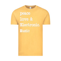Vintage Mustard peace love & electronic music  edm techno t shirt Vintage Tee - linhVisuals