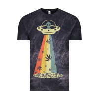Cloud Black vintage alien weed pot leaf ufo abduction marijuana cannabis t shirt Vintage Tee - linhVisuals