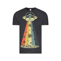 Vintage Black vintage alien weed pot leaf ufo abduction marijuana cannabis t shirt Vintage Tee - linhVisuals