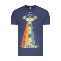 Vintage Denim vintage alien weed pot leaf ufo abduction marijuana cannabis t shirt Vintage Tee - linhVisuals