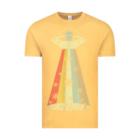 Vintage Mustard vintage alien weed pot leaf ufo abduction marijuana cannabis t shirt Vintage Tee - linhVisuals