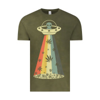 Vintage Alien Weed Pot Leaf Ufo Abduction Marijuana Cannabis T Shirt Vintage Tee | Teevron