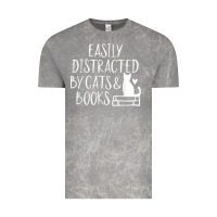 Cloud Rock easily distracted by cats and books   cute book lover t shirt Vintage Tee - linhVisuals