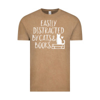 Vintage Coffee easily distracted by cats and books   cute book lover t shirt Vintage Tee - linhVisuals