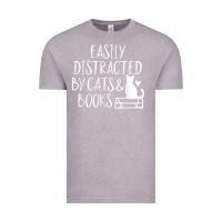 Vintage Zinc easily distracted by cats and books   cute book lover t shirt Vintage Tee - linhVisuals