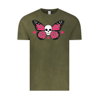 Vintage Olive butterfly skull Vintage Tee - linhVisuals
