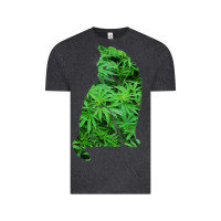 Vintage Black funny cannabis & cat lover marijuana weed smoker art t shirt Vintage Tee - linhVisuals
