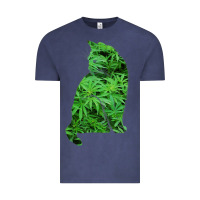 Vintage Denim funny cannabis & cat lover marijuana weed smoker art t shirt Vintage Tee - linhVisuals