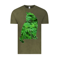 Vintage Olive funny cannabis & cat lover marijuana weed smoker art t shirt Vintage Tee - linhVisuals