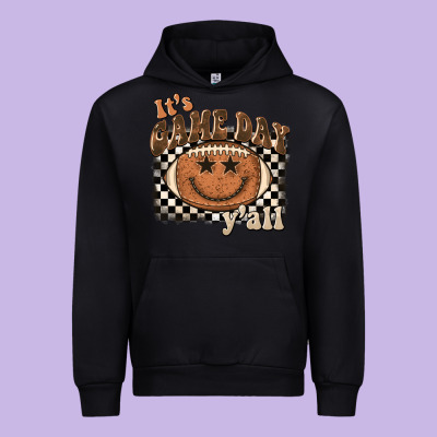 It's Game Day Y'all Football Smiley Face Urban Hoodie Designed By Barkaloodesign