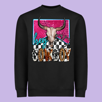 Western Hey Cowboy Heavyweight Sweatshirt Designed By Oliviacreatesart