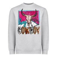 Heather Grey western hey cowboy Heavyweight Sweatshirt - OliviaCreatesArt