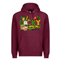 Burgundy one lucky teacher Premium Hoodie - FaDigitalArtStudio