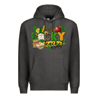 Charcoal Heather one lucky teacher Premium Hoodie - FaDigitalArtStudio