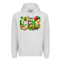 Dove Grey one lucky teacher Premium Hoodie - FaDigitalArtStudio