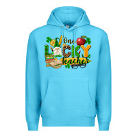 Ocean Blue one lucky teacher Premium Hoodie - FaDigitalArtStudio