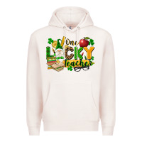 Pale Pink one lucky teacher Premium Hoodie - FaDigitalArtStudio