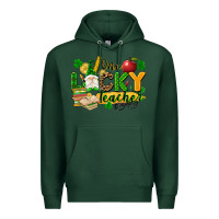 Sports Green one lucky teacher Premium Hoodie - FaDigitalArtStudio