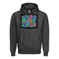Charcoal Heather halloween neon leopard background Zipper Hoodie - BundleAndBundleShop