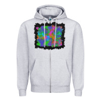 Heather Grey halloween neon leopard background Zipper Hoodie - BundleAndBundleShop