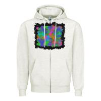 Oatmeal Heather halloween neon leopard background Zipper Hoodie - BundleAndBundleShop