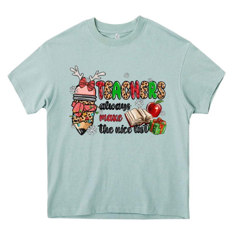 Teachers Always Make The Nice List Heavy Core Tee by MaliasSmallBusiness | Teevron
