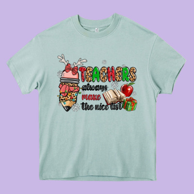 Teachers Always Make The Nice List Heavy Core Tee Designed By Maliassmallbusiness