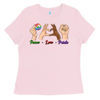 Bubblegum Pink Peace Love Pride Ladies Tee - BundleAndBundleShop