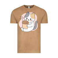 Vintage Camel Cat Drinking Coffee Kitten Kawaii Japanese Kitty Vintage Tee - linhVisuals